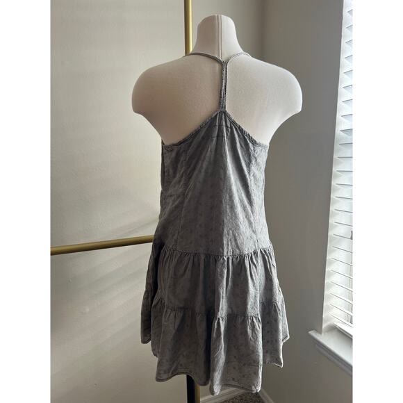 Current Elliott Florence Grey babydoll Mini Dress Eyelet Size 2 Grunge Neutral‎ - Picture 3 of 11